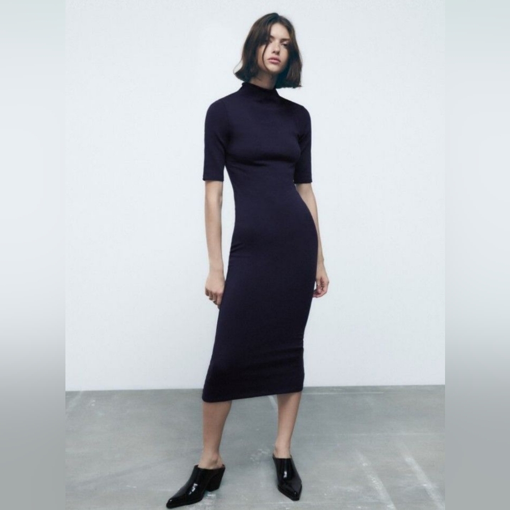 Zara Navy Midi Dress